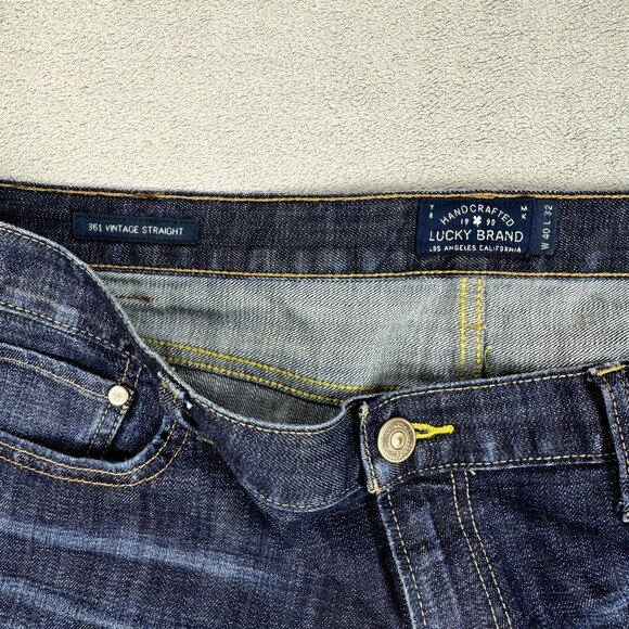 Lucky Brand 361 Vintage Straight Mens Stretch Denim Jeans Blue Dark Wash Jean - Picture 3 of 7